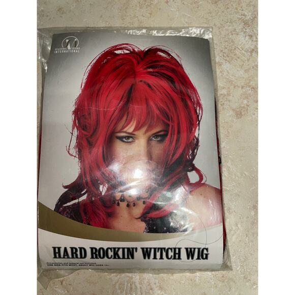 SEXY BLACK & RED ROCKIN WITCH SHAG WIG HALLOWEEN COSTUME NEW - Picture 1 of 1
